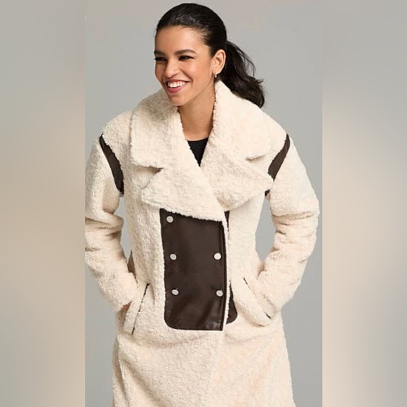 LORD & TAYLOR Plus Sherpa Jacket w Faux Leather Details. XL. On Trend! - Picture 5 of 7